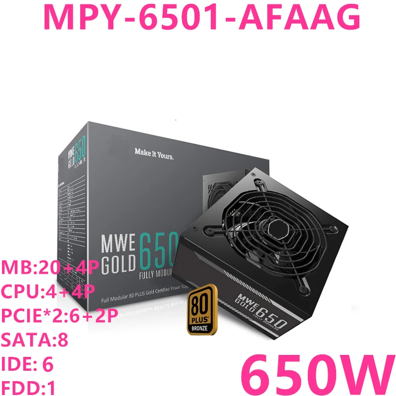 Новый PSU для Cooler Master Brand MWE GOLD 650 полный модуль ATX RTX2080 игровой хост источник питания