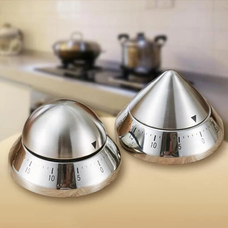 Timer Stainless Steel Kitchen Timer Round Egg Shaped Mechanical Alarm Clock Countdown Kitchen Gadgets Accessories