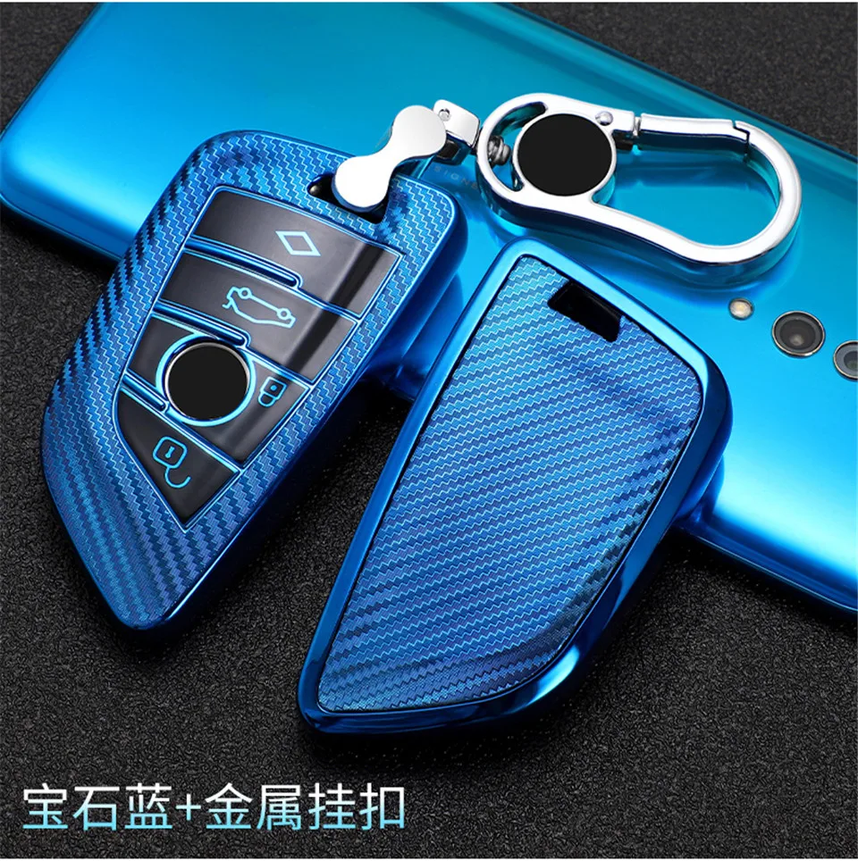 Tpu Carbon Fiber Car Key Fob Cover Case Bag Skin Shell Holder For Bmw X5 F15 X6 F16 G30 7 Series G11 X1 F48 F39 Smart Key - - Racext™️ - - Racext 25