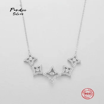 

Fashion Charm Pure 925 Silver Original 1:1 Copy, Romantic Stars Elegant Clavicle Chain Necklace Female Luxury Jewelry Gifts