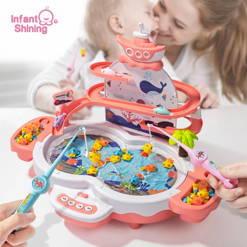  Infant Shining Kids Electric Fishing Toy Pool Baby 2-3 Years Old Boys and Girls Magnetism Fishing S
