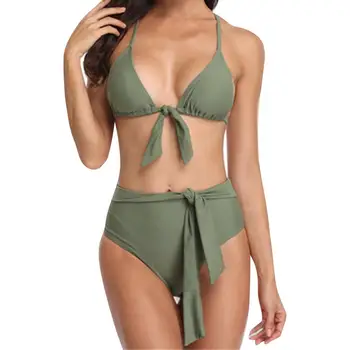 

Beach Wear Two Piece Swimsuits for Women Sunmmer Elastic Sexy Polyester Split Type Adjustable Swimming High Rise Bikini Fashion