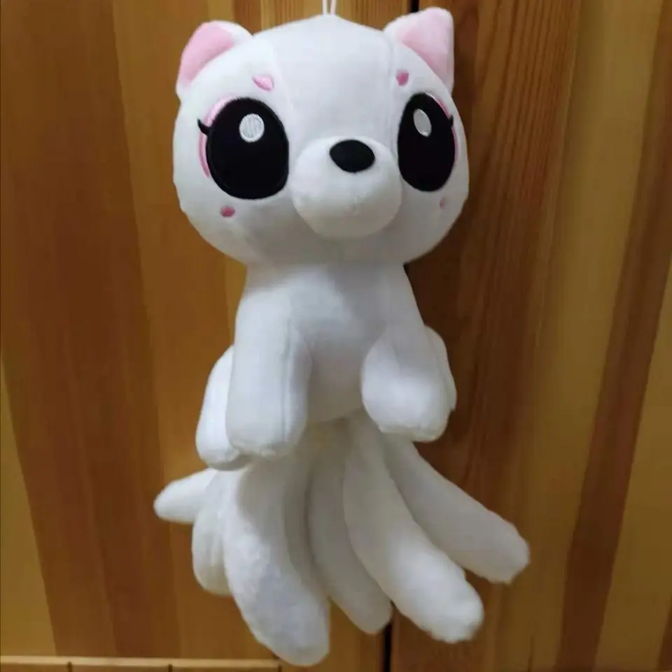 子供のためのキツネのデザインのぬいぐるみキーホルダー,9尾の白い