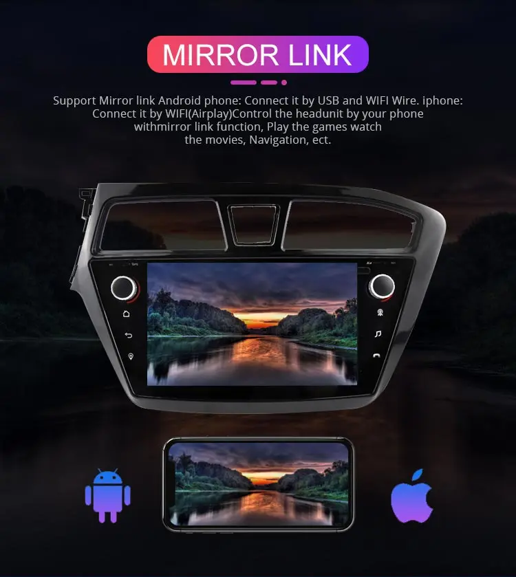 Besina Android 9,0 автомобильный dvd-плеер для HYUNDAI i20- gps навигация 2 Din автомобильный радиоприемник wi-fi-мультимедиа стерео 4G+ 64G аудио
