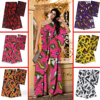 

Digital Printing Latest Design Chiffon Wax Fabric African Ankara Fabric Satin And Silk 4+2 yards For Sewing Cloth Dress