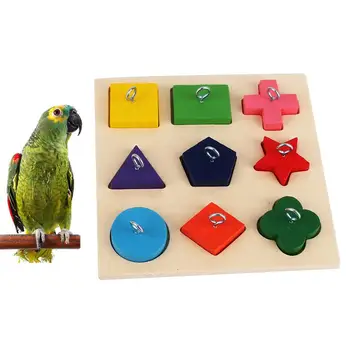 

Wooden Pets Bird Parrot 9 Grids Star Triangle Blocks Ring Training Puzzle DIY Chew Bite Puzzle Play Parrot Toys Accessories