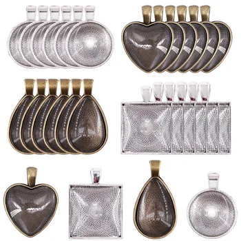 

48pcs/lot 25mm Inner Size 4 Styles Necklace Pendant Setting Cabochon Matching Glass Jewelry DIY Making Supplies Accessories