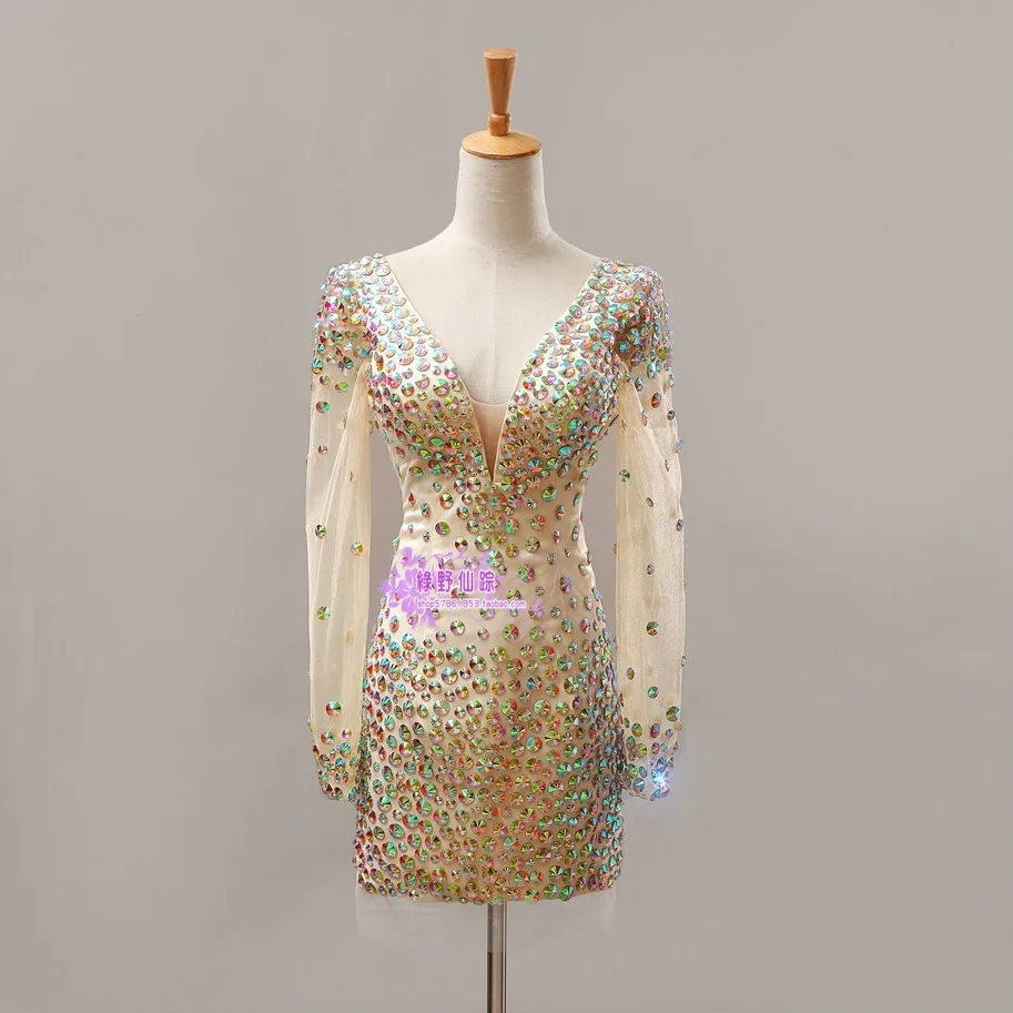 Реальные фотографии vestidos de festa новые модные роскошные стразы с v-образным вырезом и длинными рукавами Вечерние платья для матери невесты