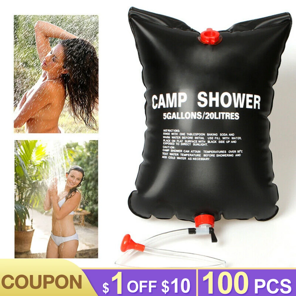 

20L/5 Gallon Water Bag Solar Power Heated Camp Shower Bag Outdoor Camping Hiking PVC Emergency Water Storage Bag Portable Travel