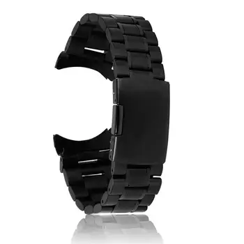 

24mm Stainless Steel Solid Links Bracelet Watch Band Strap Curved End with 4pcs Watch Pins Spring Bars