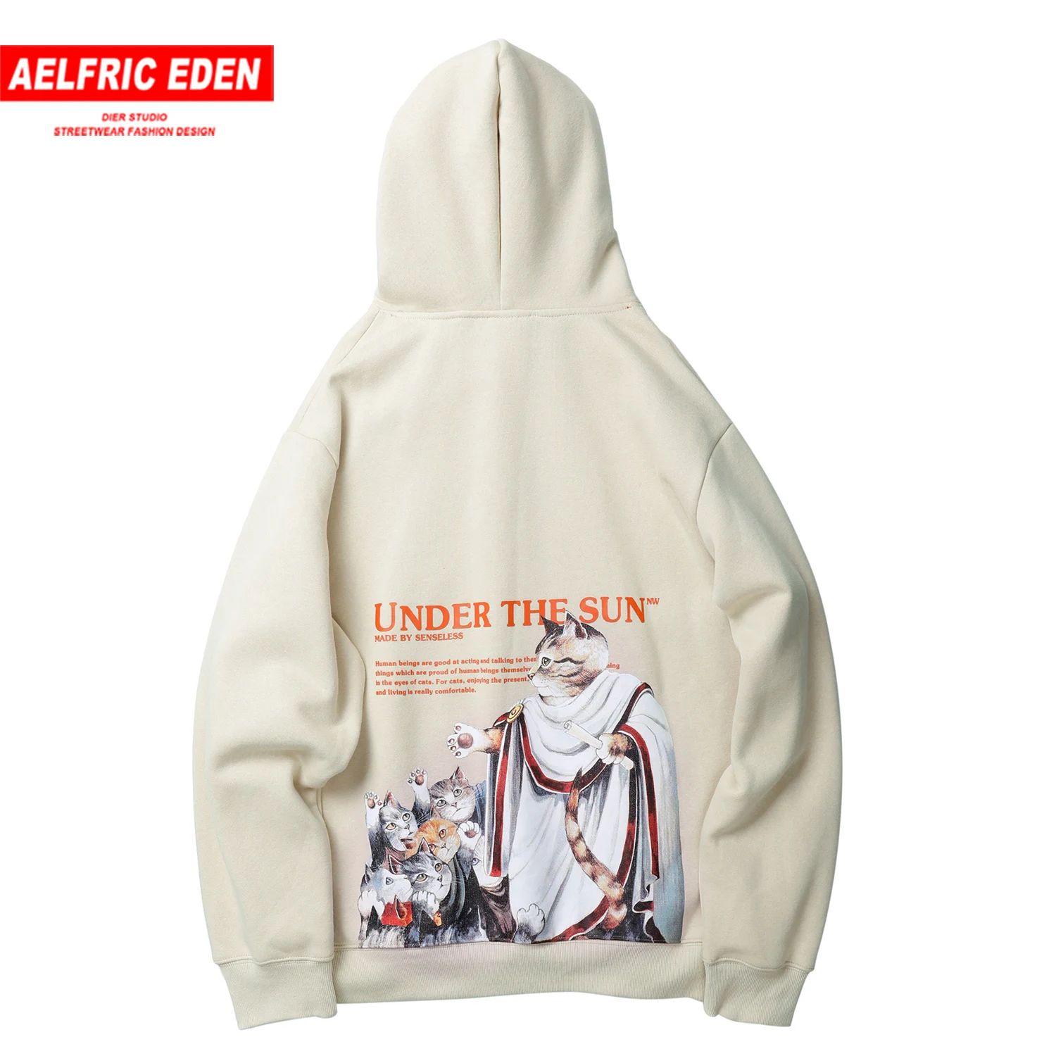 Aelfric Eden хип-хоп, мужские толстовки с капюшоном с принтом в виде котов, Harajuku, Повседневный хлопковый пуловер, модная уличная одежда, толстовки
