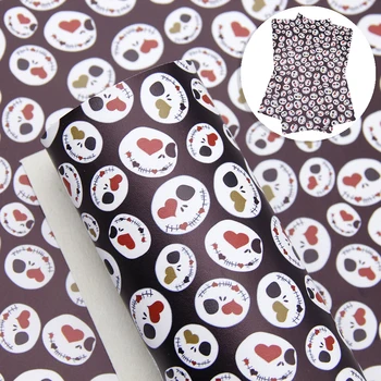 

David accessories 20*34CM Smooth Halloween printed Faux Synthetic Leather Fabric for Bows DIY Handmade Materials,1Yc12248