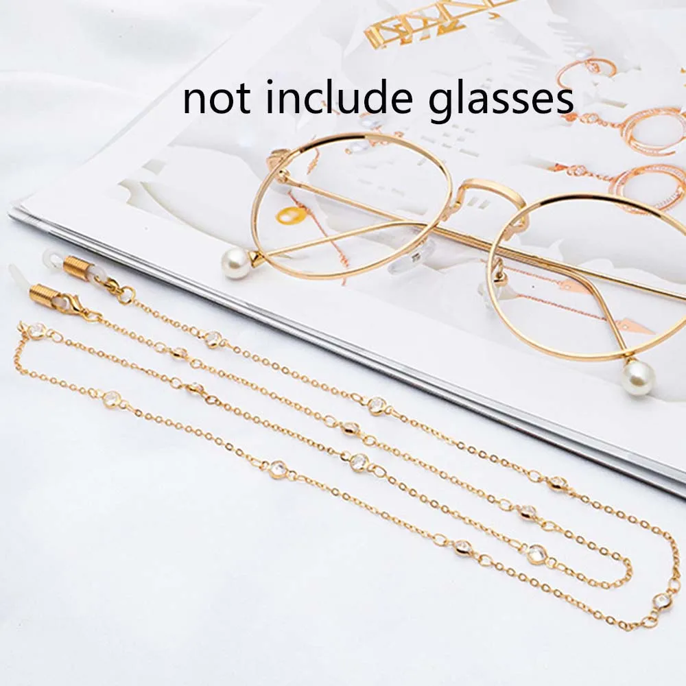 Позолоченные хрустальные бусины звенья цепи очки цепи для шнур для очков для чтения солнцезащитные очки ремень держатель шейный ремешок аксессуары