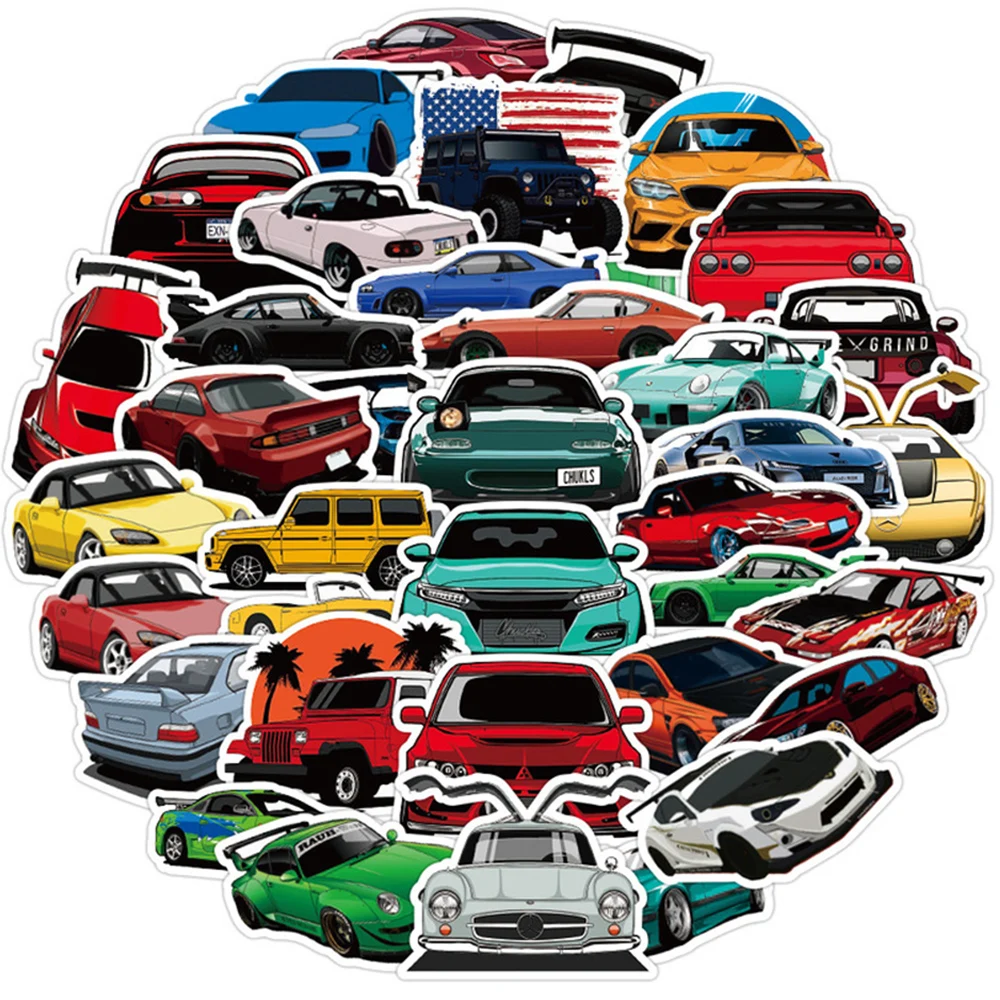 10/30/50PCS Retrofit Racing Car Stickers Car Motorcycle Travel Luggage Guitar Fridge Laptop Classic Toy Decals Graffiti Sticker 10 30 50pcs art museum literary famous paintings stickers diy travel luggage guitar fridge laptop cool graffiti sticker decal