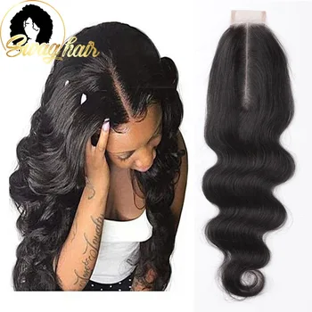 

Swag Hair Body Wave Kim K Closure 2x6 Lace Closure 100% Brazilian Remy Human Hair Natural Color Swiss Lace Free Shipping