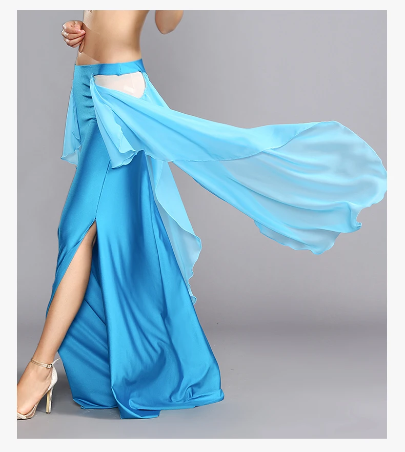 Королевский SMEELA Новое поступление женский спандекс юбка для танца живота длинная для танца живота синий и белый 119075