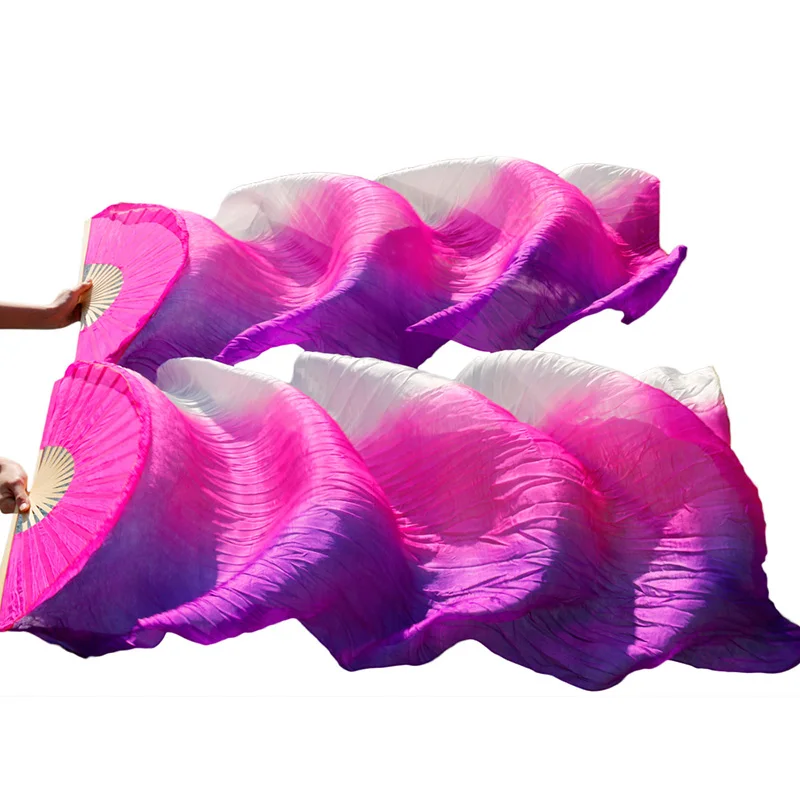 Танцевальный веер для живота ручной работы окрашенный Шелковый веер для танца настоящий шелк/имитация шелка танец живота вуаль высокого качества китайский Шелковый веер вуаль - Цвет: Color21-tw