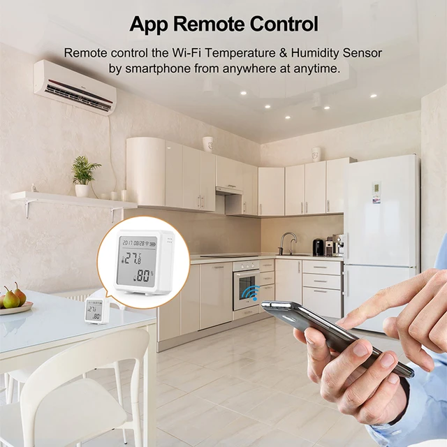 PHOVOLT Sensore termometro igrometro WiFi per casa, sensore wireless per  interni ed esterni, sensore di umidità di temperatura con avviso di  notifica app remota, funziona con l'app Tuya (2 pacco) : 