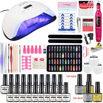 

Mobray 120/54W UV LED Lamp Dryer With 20pcs Nail Gel Polish Kit Soak Off Manicure Tools Set Electric Nail drill For Nail Tools