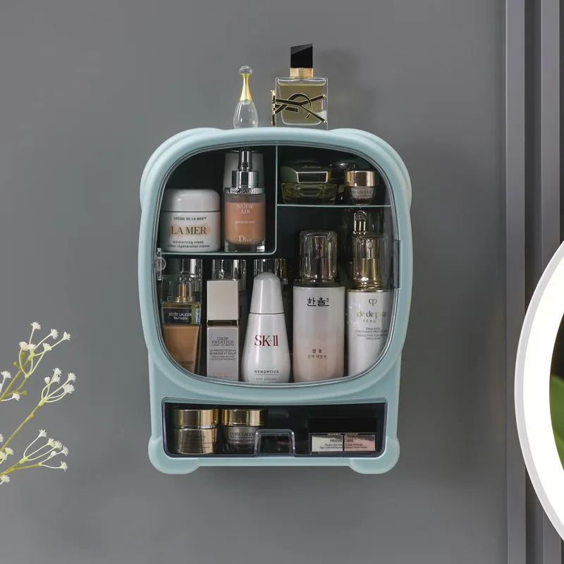 Bathroom Wall Hanging Makeup Storage Box No Punching Drawer Type Makeup  Organizer Cosmetic Storage