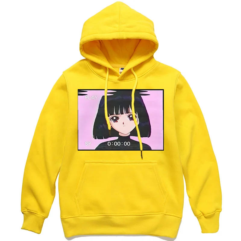 Sad Girl Retro Japanese Anime Print Men Hoodies 2019 Fashion Hot Sale Funny Hoodie Male Pullover 5