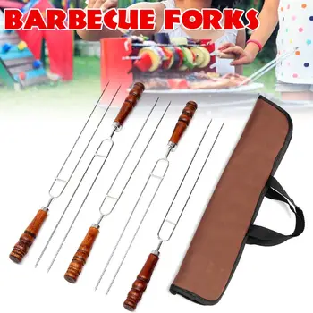 

Outdoor Barbecue Tools Set Picnic BBQ Cooking Stainless Steel Meat Grill Fork Hot Dog Telescoping Sticks Skewers BBQ Forks