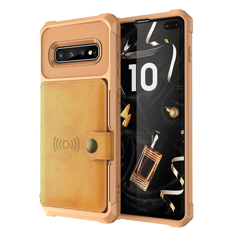 Силиконовый противоударный чехол для samsung S9 S10 Note 10 Plus, кожаный чехол с отделением для карт, для samsung Note9 S10e, чехол, защита от падения - Цвет: yellow