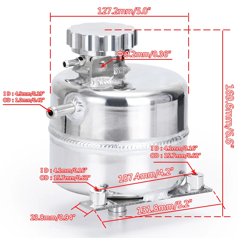 Coolant Expansion Tank Aluminum Coolant Header Expansion Overflow Water Tank & Cap Reservoir Can Car Accessories For 02-08 BMW Mini Cooper S R52 R53