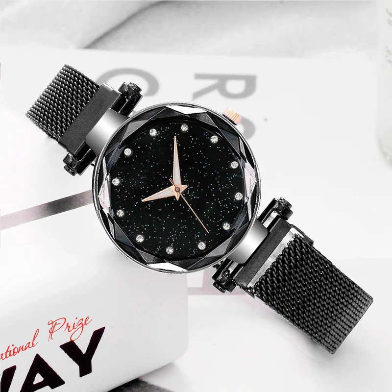 Relojes de pulsera de malla de acero inoxidable para mujer, relojes de pulsera de cuarzo analógico de cristal, reloj deportivo para mujer