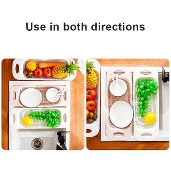 

Over the Sink Colander Strainer Basket Wash Vegetables Fruits Drain Dry Dishes Extendable Kitchen HG99