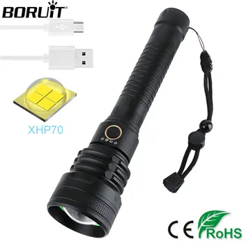 

BORUiT B71 XHP70 LED Zoom IPX45 Waterproof 3 Modes 3000lumens Flashlight 26650 Torch Outdoor Camping High Power Bicycle Light