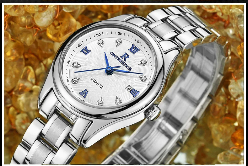 Лидирующий бренд Роскошные ONTHEEDGE женские кварцевые часы из нержавеющей стали ультра-тонкие водонепроницаемые женские часы мужские и женские парные часы