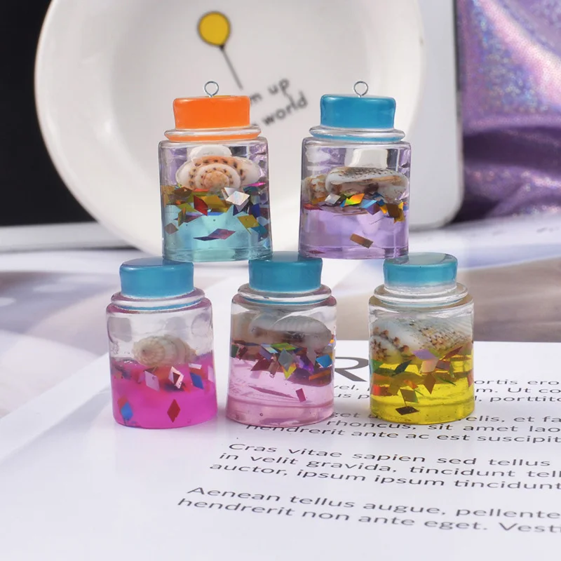 

5pcs Miniature Shell Drift Bottle Resin Charms Micro Landscape Decor Findings Mini Crafts Earring Necklace Handmade Jewelry Make