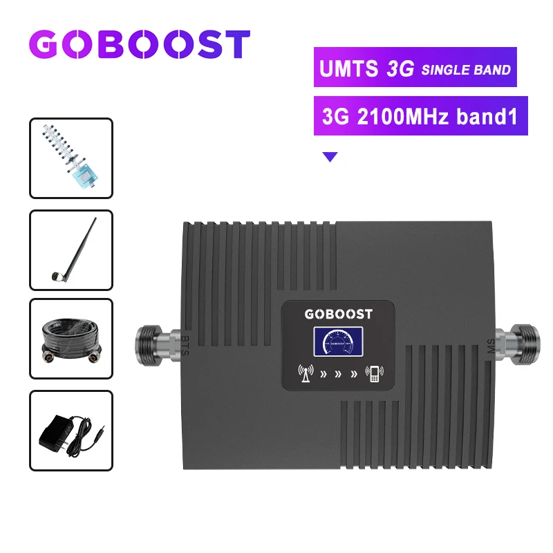 3G Cellular Signal Repeater UMTS 2100MHZ Cellphones Booster Amplifier Band1 LCD Display Yagi+Whip Antenna 10m Cable # | Мобильные