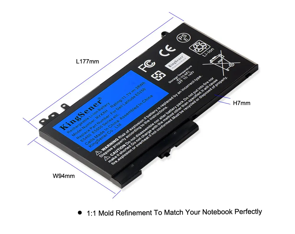 Kingsener 12 5000 11 Ryxxh Bateria do Portátil para Dell Latitude 3150 3160 3550 E5250 E5450 E5550 Notebook Série 9p4d2 11.1v 38wh - Imagem 2