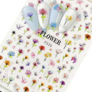 

1 Pc Colorful Flower Leaf Plants Leaves Summer 3D Nail Sticker Small Fresh Designs Nail Art Stickers Manicure DIY Decorations