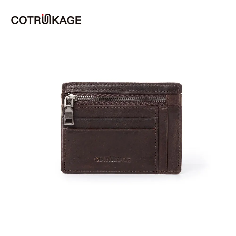 

COTRUNKAGE Slim Mens Minimalist RFID Wallet Mini Genuine Leather ID Card Holder Short Purse Male for Credit Cards