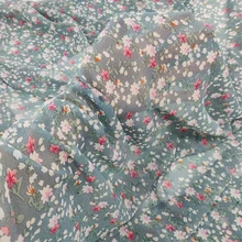 Синий Серый шифон печати материал элегантный цветочный платье ткани Tecido