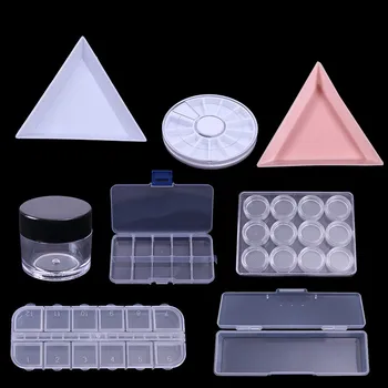

1Pc Plastic Triangular Rhinestone Nail Tips Decorations Container Cap Nail Art Tool Empty Box Storage Case Gems Accessories