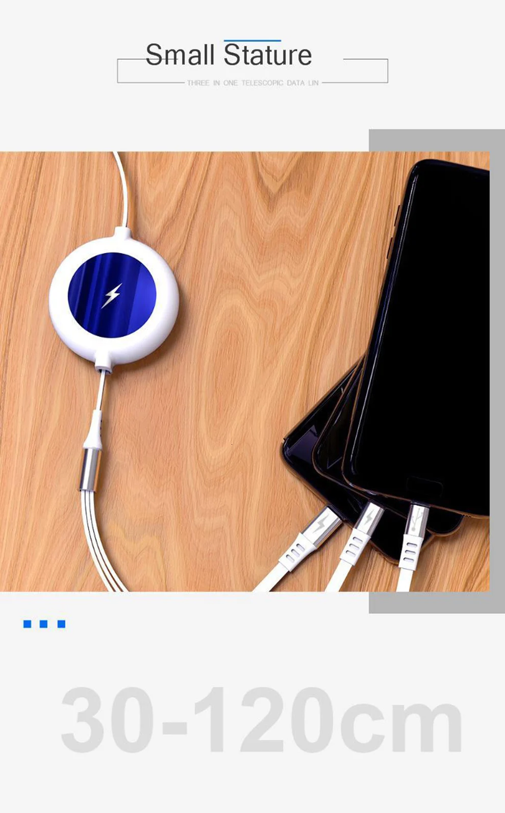 Vogek 3 в 1 USB удлинитель кабель для мобильного телефона Micro usb type C быстрое зарядное устройство кабель выдвижной портативный 3 в 1 линия передачи данных