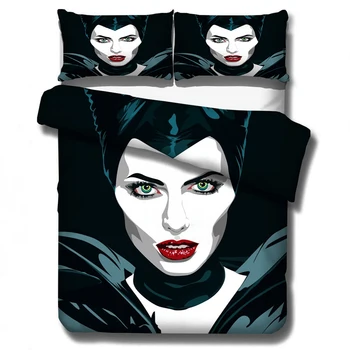 

Halloween Maleficent Witch Bedding Set Duvet Covers Comforter Bedding Sets Bedclothes Bed Linen Black Queen Bed Set (NO sheet)