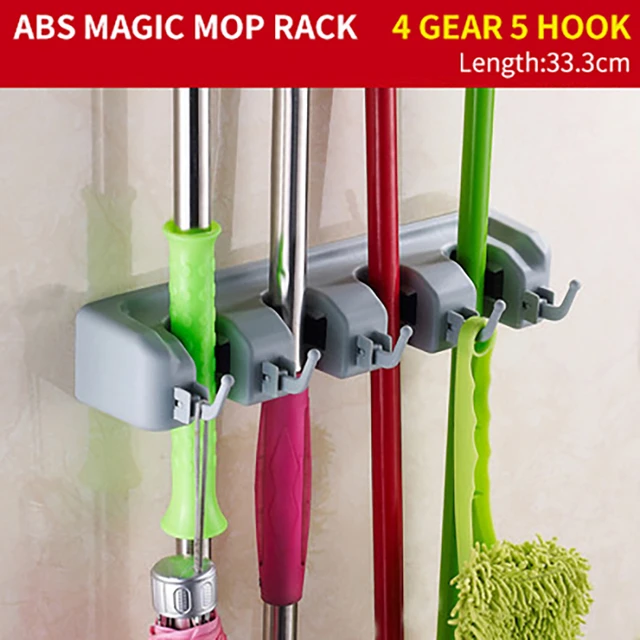 MY KITCHEN] Magic Mop Holder 5-Slots Hanger Storage Or