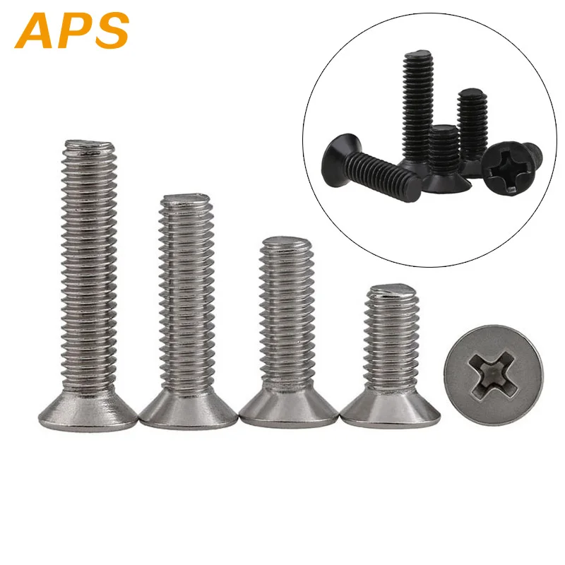 100 шт. M1 M1.2 M1.4 M1.6 M2 M2.5 M3 M4 Mini Micro Small 304 нержавеющая сталь крест Phillips плоская потайная