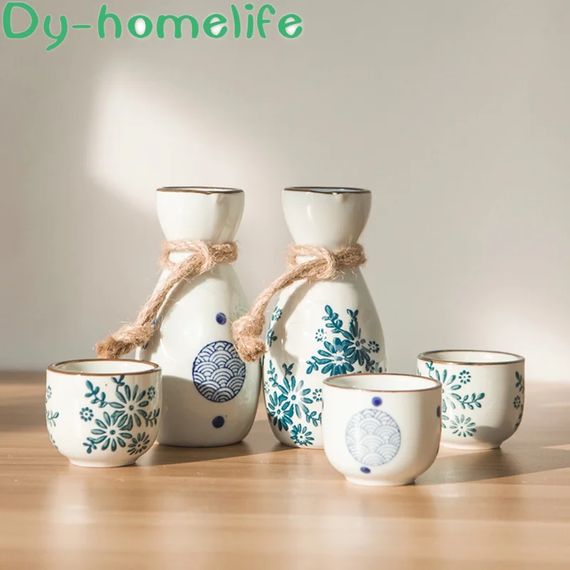 

Japanese-style Winter Cloth Flower Orchid Ceramic Wine Set Restaurant Household Sake Jug Wine Glass Spirit Liquor Sharing Jug