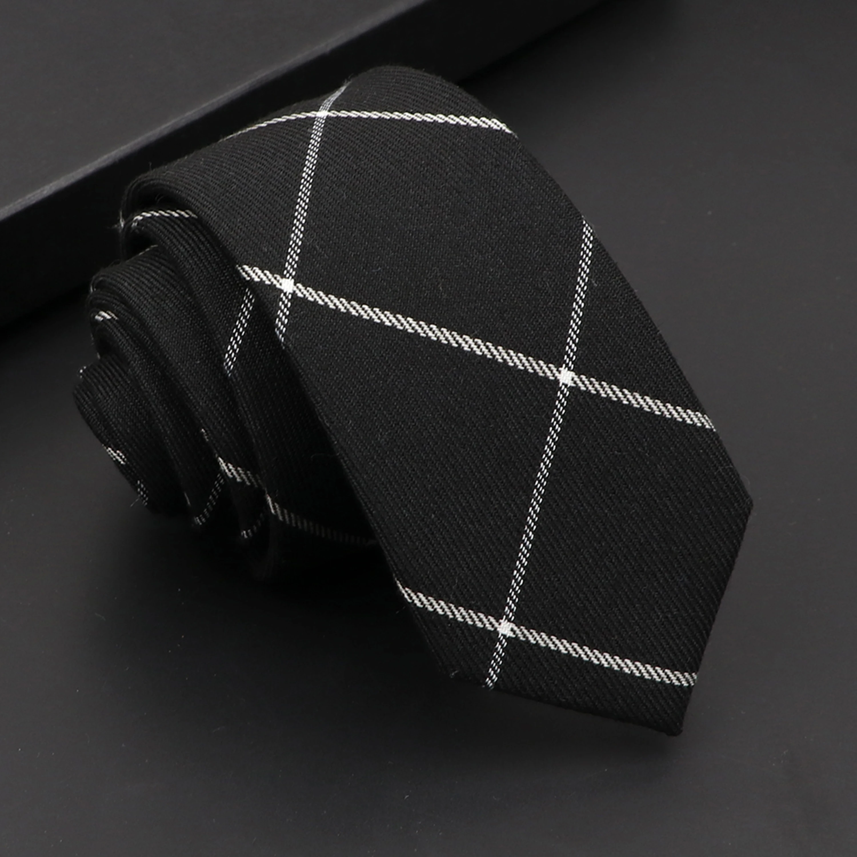 Neck Tie Mens Classic Cotton Neck Tie 6CM Skinny Plaid Solid Color Striped Narrow Business Shirt Accessories