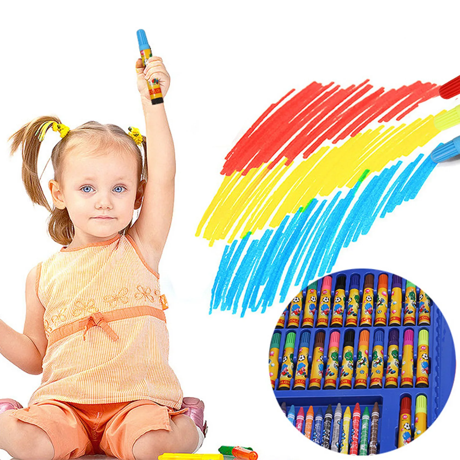  86pcs Kids Colored Pencil Artist Kit Painting Crayon Marker Pen Brush Drawing Tools Kindergarten Su - 4000297194203