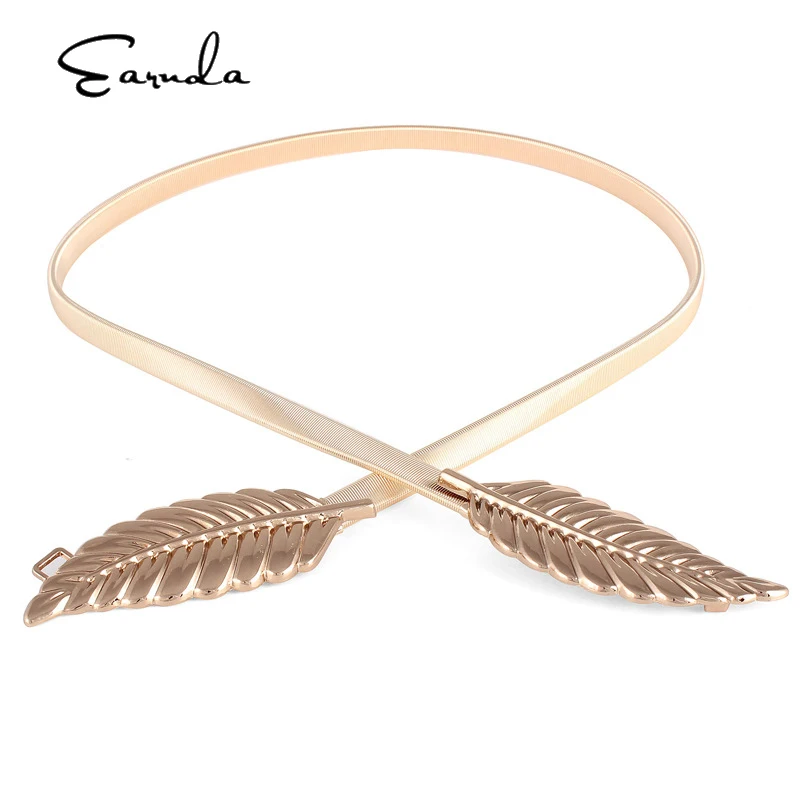 

Earnda New Decorative Leaves Waist Chain Ladies Metallic Elastic Chain Wild Fashion Dress Waist Chain