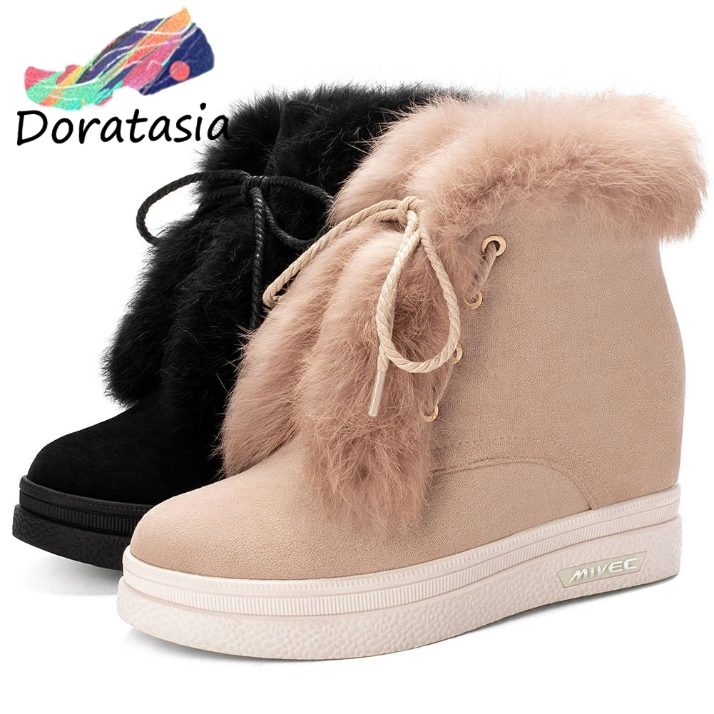 

Big Size 32-42 New Fashion Ladies Height Increasing Platform Shoes Woman Casual Party Lace Up Winter Ankle Boots Women