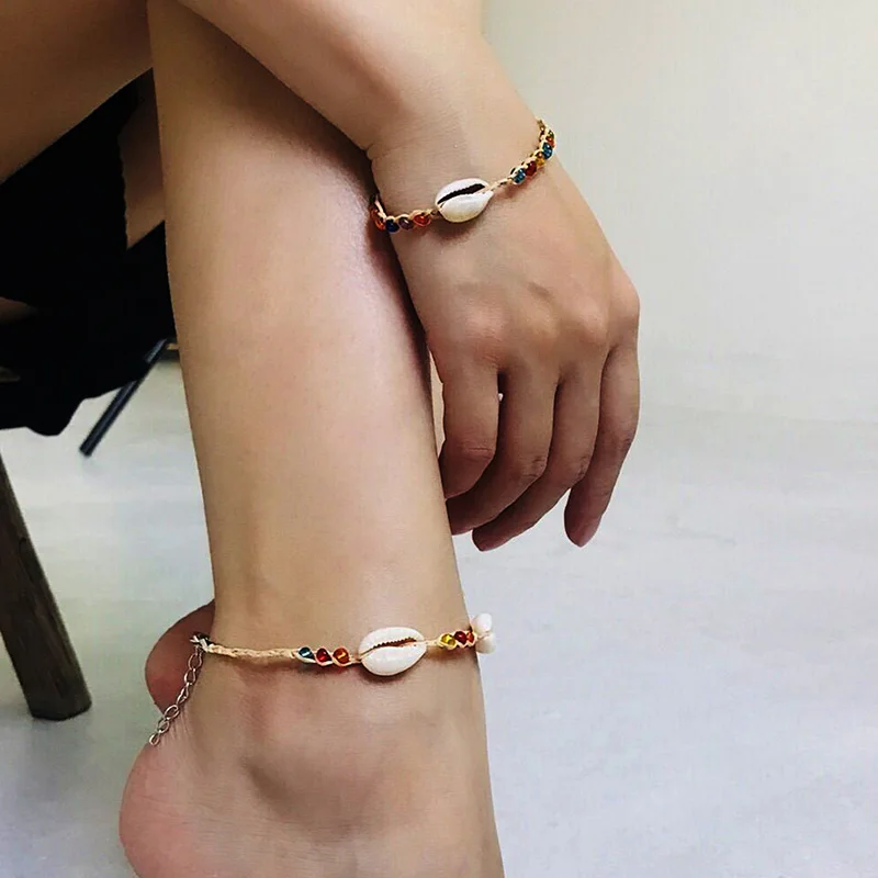 

Shell Bracelet Chian Contrast Color Beads Personality Wild National Wind Jewelry Female Simple Temperament Beach Bracelet