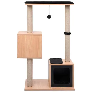 

Multi-Level Cat Tree Condo Furniture with Sisal-Covered Scratching Posts, 2 Plush Condos,Plush Perches,for Kittens,Cats and Pets